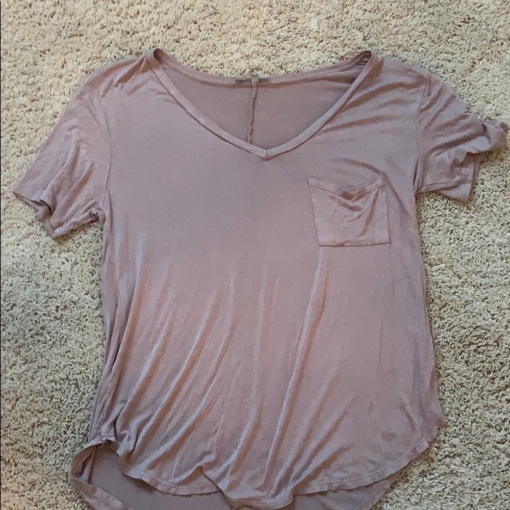 soft, light purple pocket tee